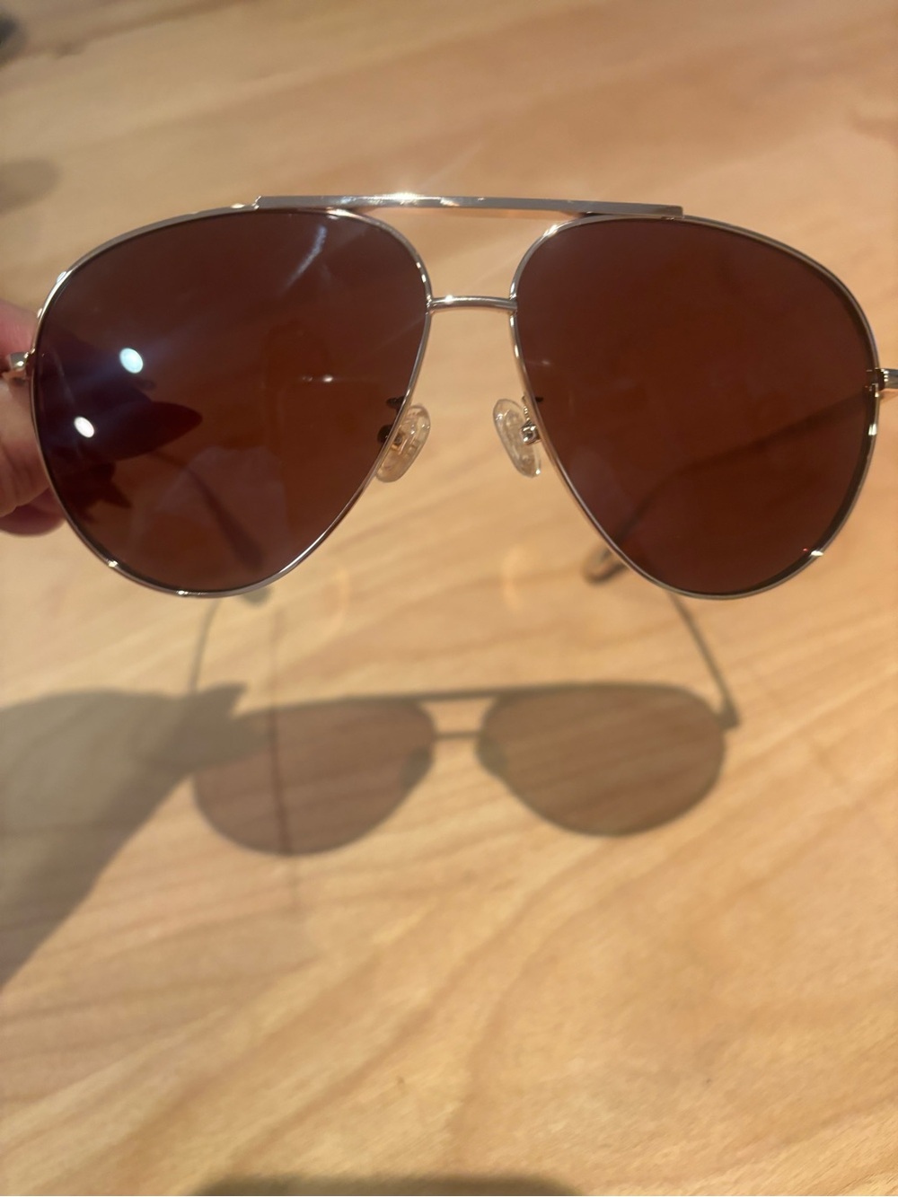 Past Midnight Aviator Metal Frame Sunglasses - Brown Lenses NWOT